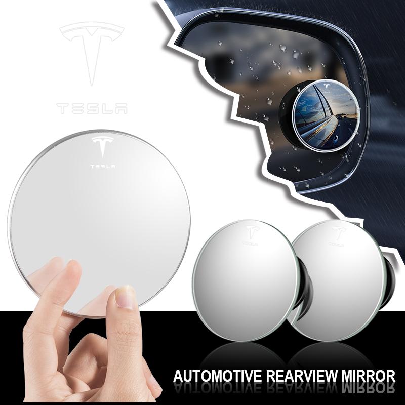 2Pcs 360 Degree Car Blind Spot Rear View Mirror Wide Angle Adjustable For Tesla Model 3 Model X S 2016-2020 Decals TM3 TMX TMS Decal