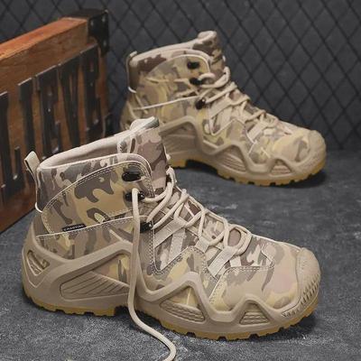 2024 Autumn/Winter Men's Camouflage Non-Slip Hiking Shoes - Thick-Soled, Mid-Cut Martin Outdoor Workwear