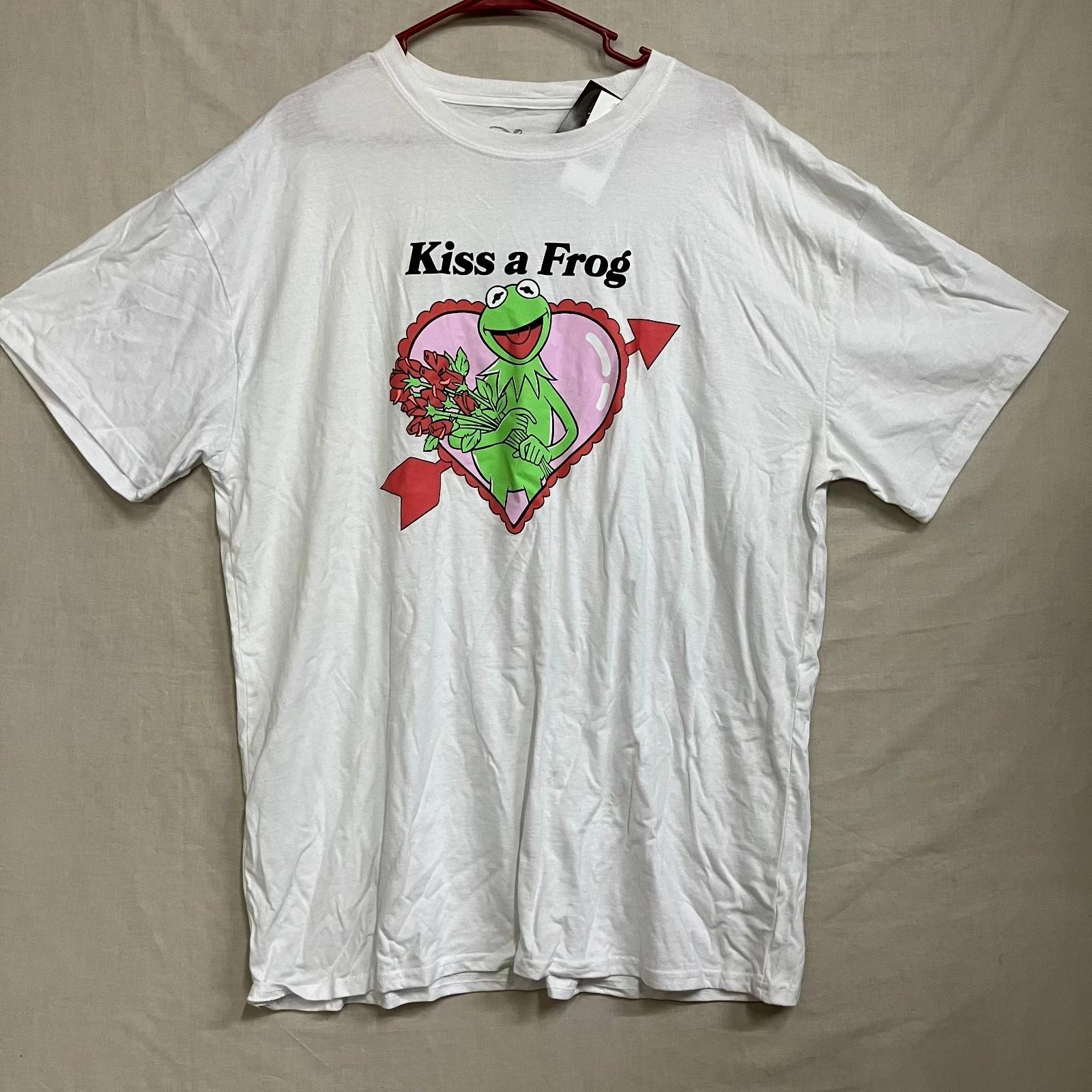 Disney The Muppets T-Shirt Men s XXL White Kermit Valentines Day Short Sleeve S