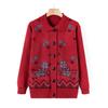 Old Lady Autumn Clothes Lapel Sweater Female Elderly Mother Sweater Jacket Autumn Clothes Mother-in-law Knitted Cardigan