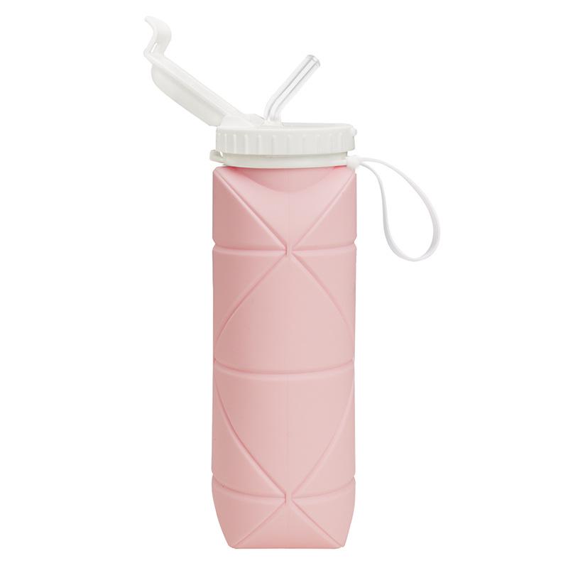 600ml Foldable Silicone Water Bottle: Portable, Straw-Style, Ideal for Outdoor Sports and Travel