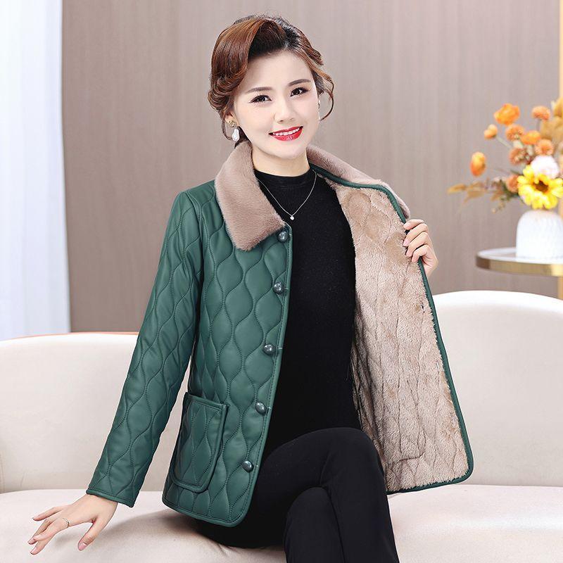 

Зимнее флисовое пальто для мамы, утолщенное хлопковое пальто, короткая стеганая куртка для женщин среднего и пожилого возраста 3XL