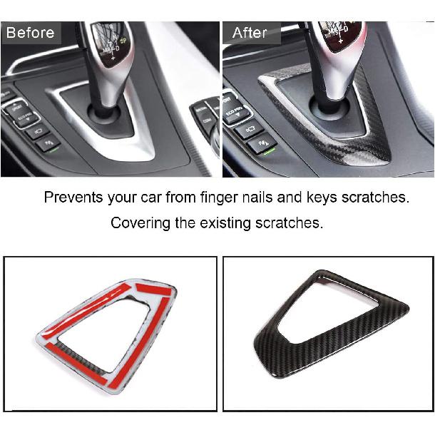 Carbon Fiber Control Gear Box Shift Knob Panel Frame Cover Sticker Interior Trim Compatible with BMW F20 F21 F22 F23 F30 F34 F35 F32 F33 F36 1 2 3 4