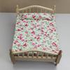 1:12 Mini Dollhouse Floral Double Bed - Wooden Miniature Bedroom Furniture