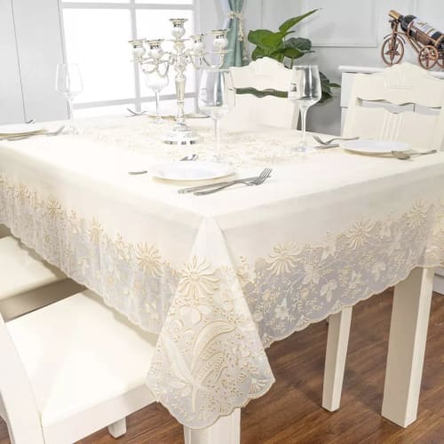 Arjuna My Pearl Lace Tablecloth, Bernard Series, 132cm X 175cm, Light Brown