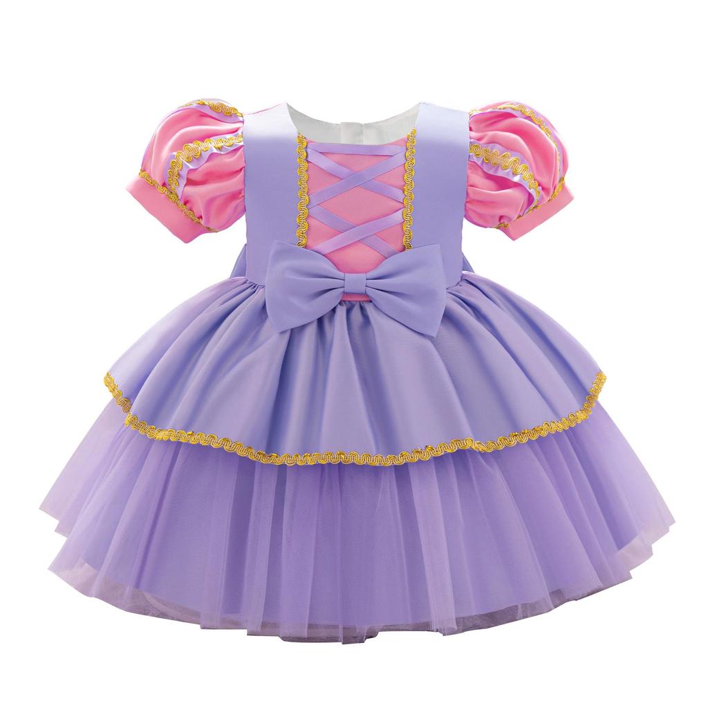Rapunzel Princess Dress - Girls' Satin Mesh Evening Gown Cosplay Costume