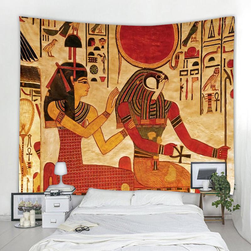 Bohemian Wall Tapestry Curtain Living Room Bedroom Tapestry Egyptian Pharaoh Palace Mythology Decorative Tapestry