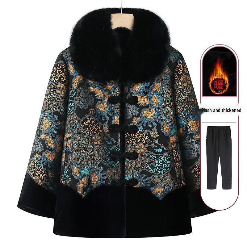 

Бархатная куртка бабушки с хлопковой набивкой для женщин - Зимнее пальто для пожилых дам 5XL: 145-160 lbs