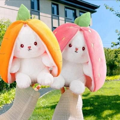 25 εκ. Φράουλα Καρότο Κουνέλι Βελούδινο Παιχνίδι Γεμιστό Δημιουργική Τσάντα σε Φρούτο Μεταμόρφωση Μωρό Αγκαλιάρικο Κουνελάκι Βελούδινη Κούκλα για Παιδί
