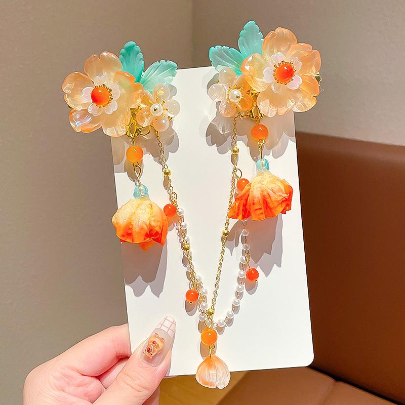 Acessórios de Cabelo Hanfu de Estilo Antigo: Adorno de Cabeça Infantil com Corrente de Testa, Franja e Design de Fada Princesa