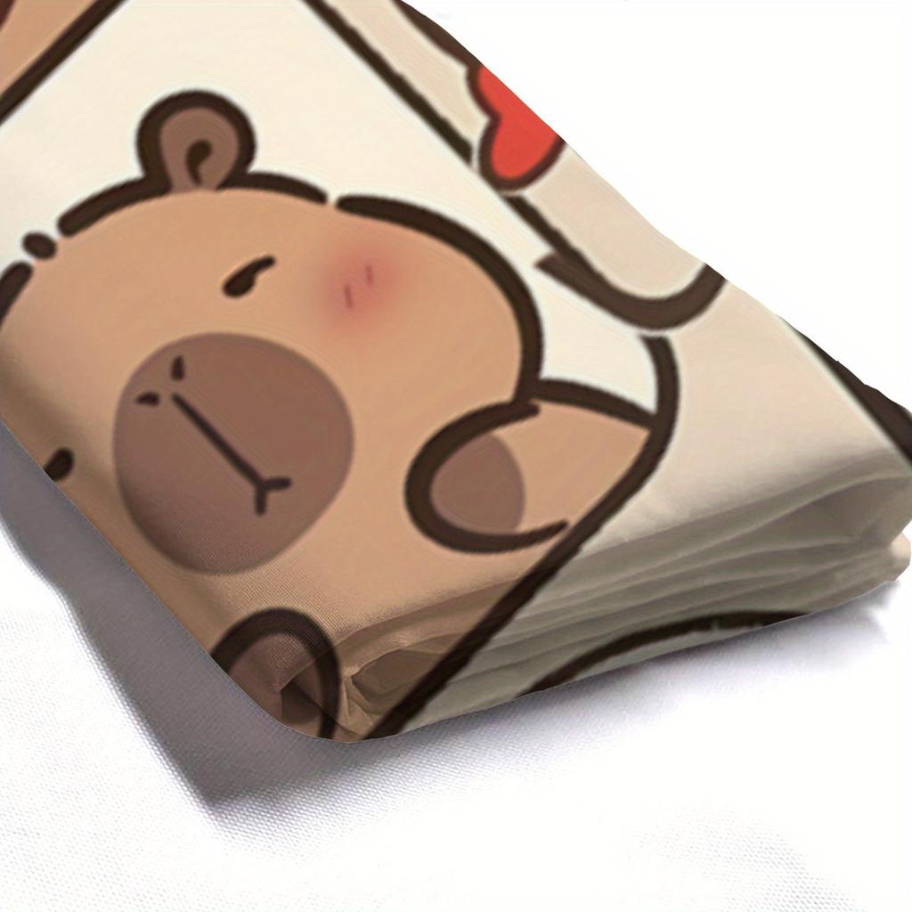 Capybara Shower Curtain – Cute Cartoon Animal Pattern, Kawaii Style With Playful Capybaras, Polyester, Includes Hooks