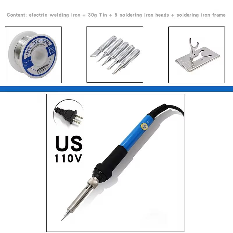 60W Electric Soldering Iron EU/US/UK Plug Temperature Adjustment Soldering Iron Household Electronic Welding Repair Tool