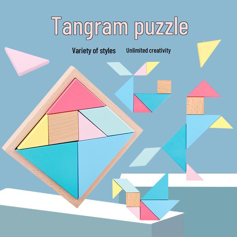 Wooden Early Learning Tangram Puzzle for Infants & Toddlers - Educational Beech Wood Toy for Creative Development