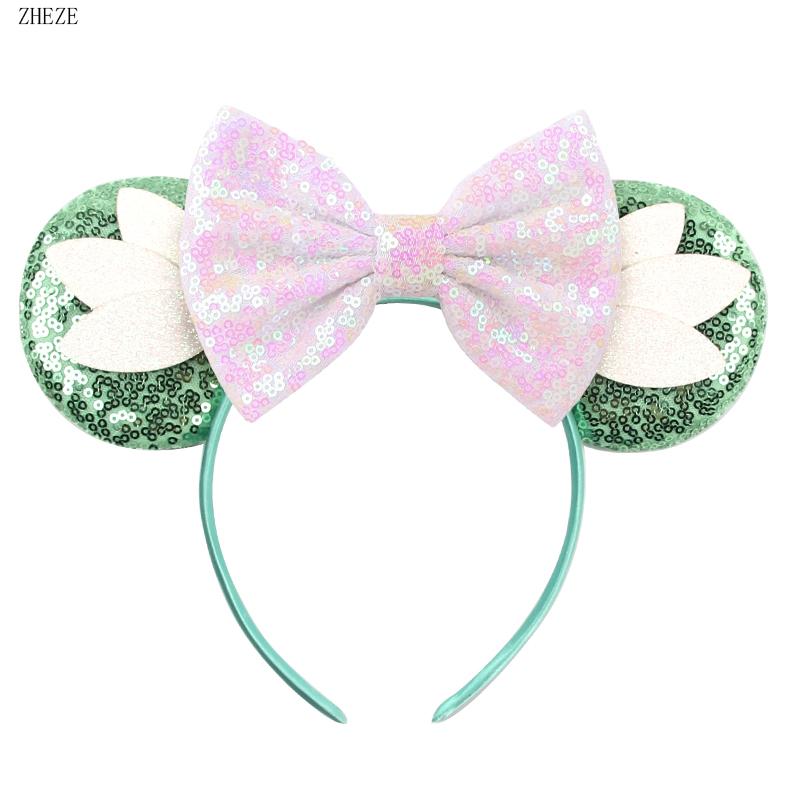 Disney Mickey Uszy Opaska z Cekinami 5" Kokarda Zamek Fajerwerki Opaska do Włosów Dla Dziewczynek Dzieci Featival Impreza DIY Akcesoria do Włosów