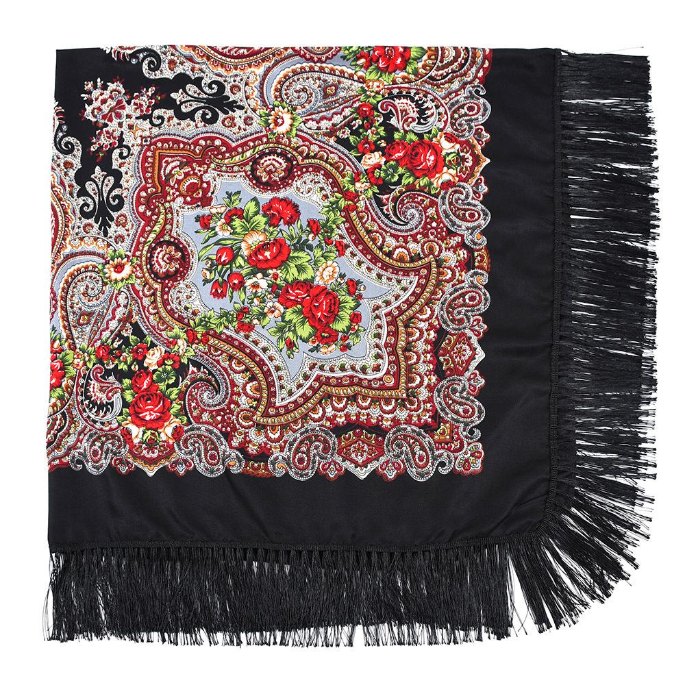 160*160Cm Women Russian Scarf Luxury Floral Print Scarves Wraps Big Size Handkerchief Babushka Bandana Beach Travel Shawls