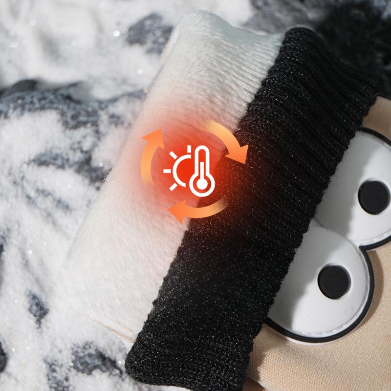 Herbst- und Winter Outdoor Kälteschutz und Wärme Fleece Schneespiel Anti-Rutsch Reiten Cartoon Großauge Winddichte Handschuhe