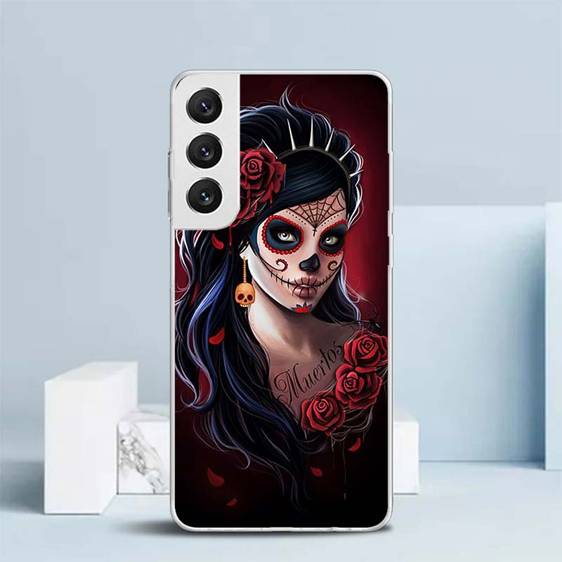 Catrina Beautiful Rose Girl Skull Soft Cover for Samsung Galaxy S25 Edge S26 S24 S23 Ultra Phone Case S22 S21 Plus S20 FE Print