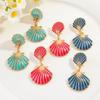 Ocean shell enamel earrings personality fashion double-sided shell earrings literary retro versatile everyday earrings