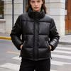 European and American Style Cross-border Foreign Trade Women's Clothing 2025 Fashion Leather Jacket Women's Stand-up Collar Short Warm Bread Cotton