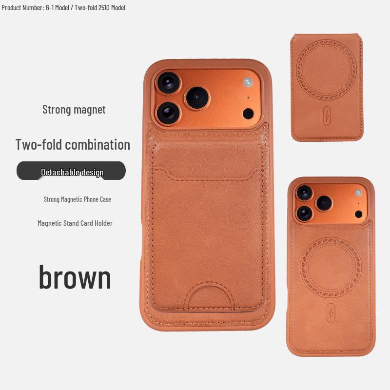 Magnetic Leather Flip Card Holder Stand for Apple 16 Phone