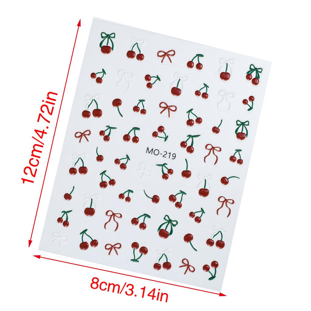 Colorful 3D Fruit Nail Decals Nails Art Decoration Cute Designs for Manicuring and DIY Nails Easy To Apply and Remove