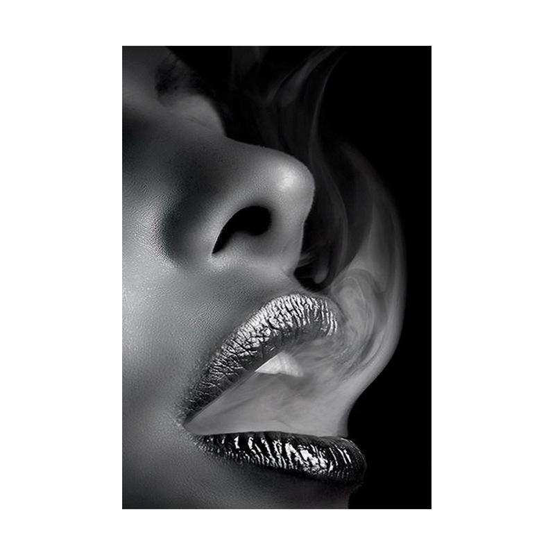 

Живопис Жіночий портрет Скандинавія Плакати та принти Настінні картини для вітальні Диван Чорно-білі губи Куадрос Полотно 30x45cm