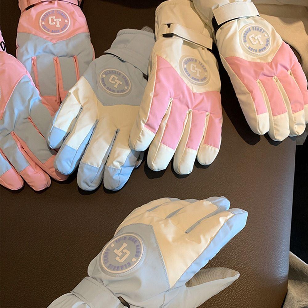 Cute Thickened Riding Gloves Windproof Cold Proof Full Finger Gloves Skiing Gloves Anti-slip Touchscreen Gloves Outdoor