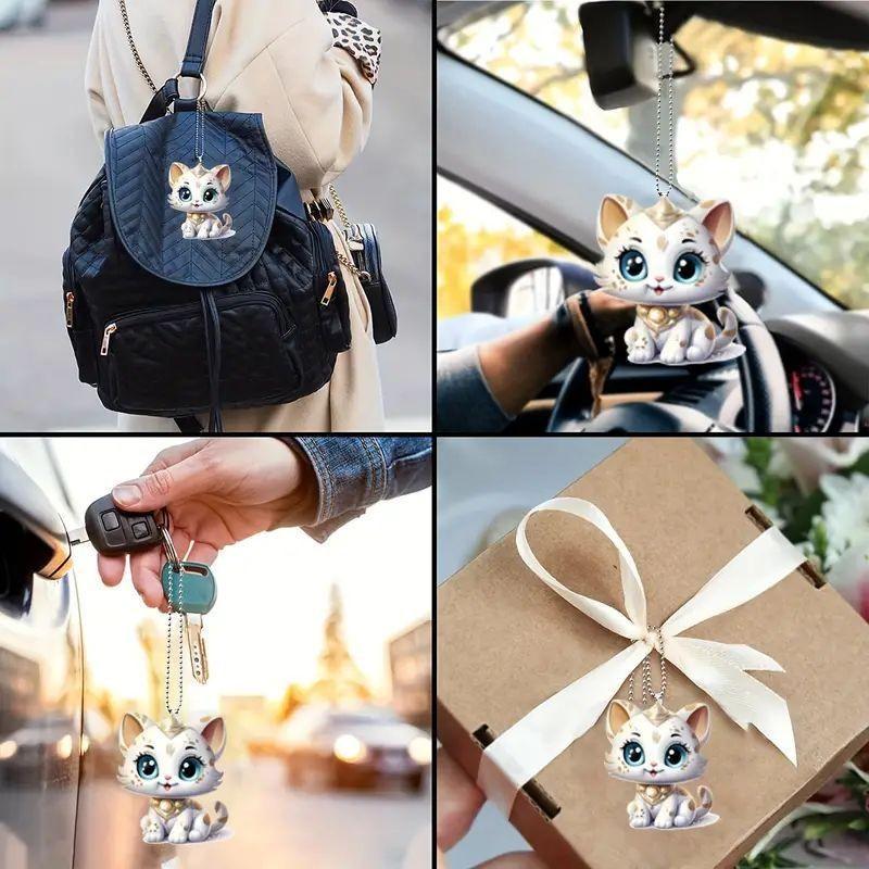 Acrylic Adorable Flat Animal Charm For Unique Car Interior Enhancement