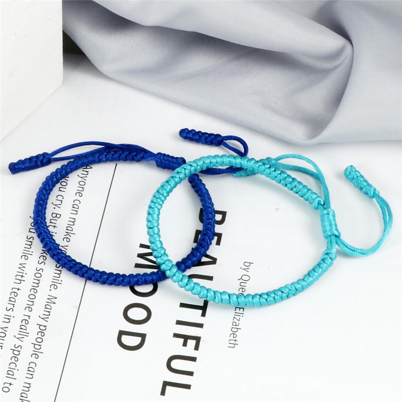 Blue Rope Knots Bracelet Women Lucky Handmade Braided Tibetan Buddhist Adjustable Bracelets Bangles For Men Fashion Jewelry Gift