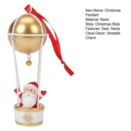 Santa Claus Deer Hot Air Balloon Ornament Iron Father Christmas Hot Air Balloon Decoration Hand-Painted Christmas Tree Decor