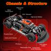 1:16 2.4G RC Drift Car with Gyro, LED Lights, Interchangeable Tires, Remote Control Car for Adults and Kids Black 1