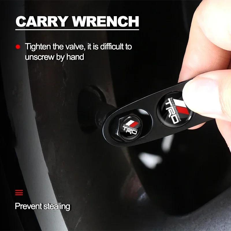 Car Badge Keychain Keyring With Tire Valve Cap Car Accessories For Toyota TRD Logo RAV4 Levin Reiz Corolla Chr Avensis Yaris