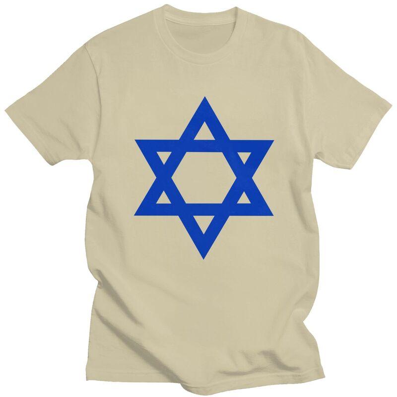 Individuelles Cooles Davidstern Israel Flagge T-Shirt Herren Kurzarm Reines Baumwoll-T-Shirt Israelischer Stolz Tee Oberteile Streetwear T-Shirt