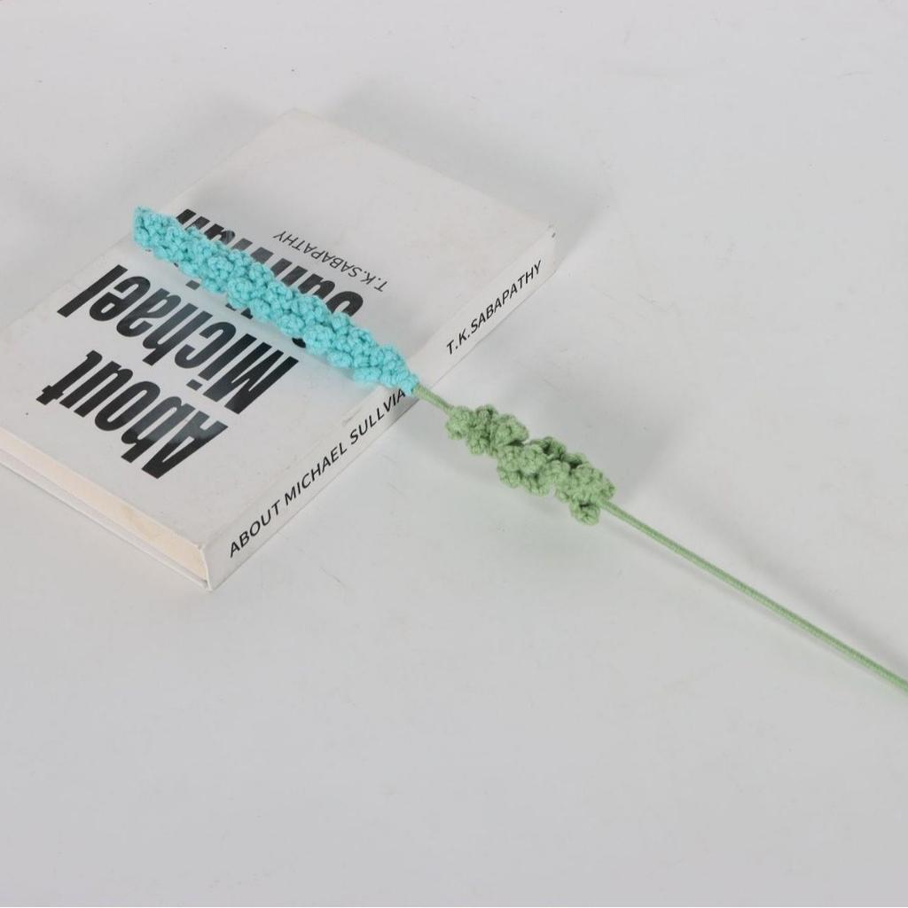 Handwoven Lavender Yarn Flower Single Stem Home