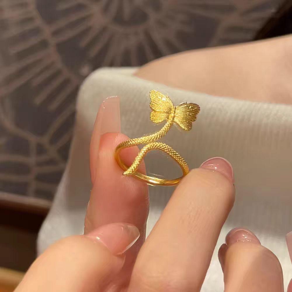 Niche Design Butterfly Winding Ring Women'S Fashionable Sweet Cool Unique Ring Gold And Silver
