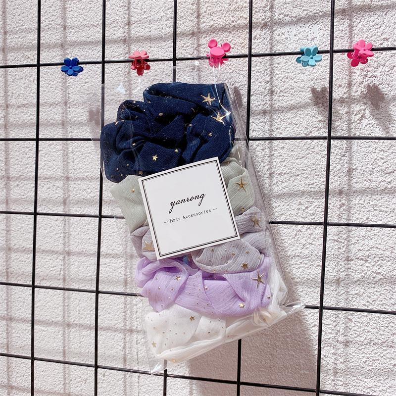 New 5PCS/Set Candy Color Printing Hair Ties For Women Cute HairBand Ponytail Holder Elastic Rubber Band Fashion Hair Accessories