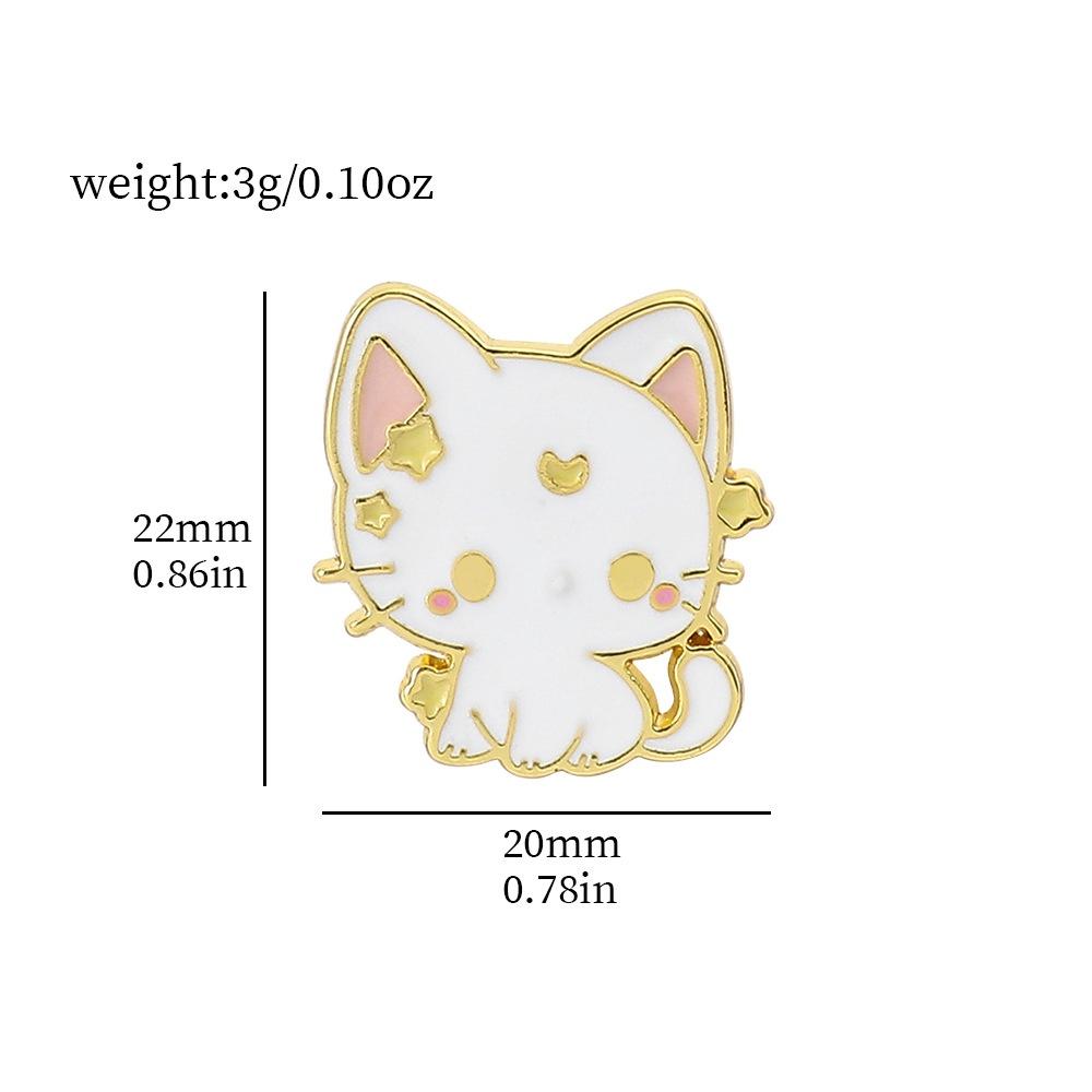Cartoon Adorable Moon Kitty Pin Cute Alloy Brooch For Bags And Accessories