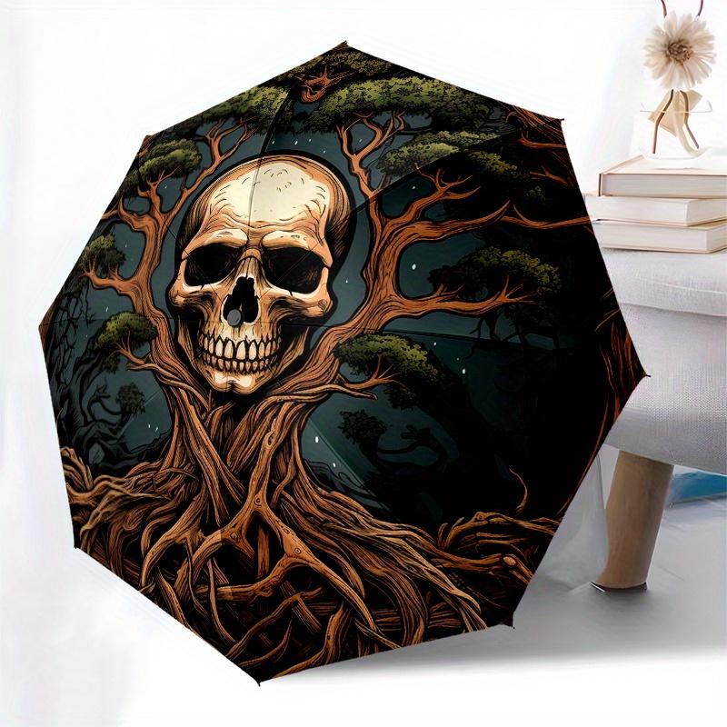 Spooky Tree of Life Sticker: Unique Skull Design for Any Surface!Umbrella, Portable 3-Fold Compact Umbrella for Men & Women Gift