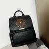 Vintage Embossed Women‘s Backpack Large Capacity Water-Resistant Chinese Style Backpacks Leather Travel Worker Commuter Rucksack