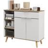 Kitchen Sideboard Storage Unit 1 Drawer 1 Double-Door Cupboard 3 Adjustable Shelves 95 x 35 x 85 cm White