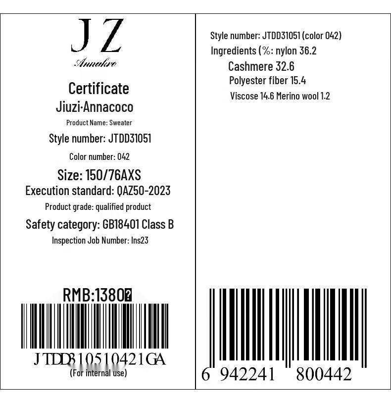 JZ Annakol Women's Seamless Cashmere Blend High-Neck Pullover Sweater