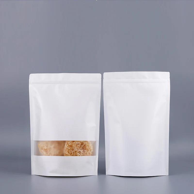 White Kraft Paper Bag,Frosted Window,Waterproof,Nut,Biscuit,Food,Packaging Bags,Custom Logo, Best Selling 9x14x3cm&Kraft Paper Bag