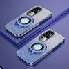 Glitter Plating Magnetic Holder Phone Case For OPPO Reno 12 12F 11 11F 10 8 7 Pro Plus 4G 5G Cover