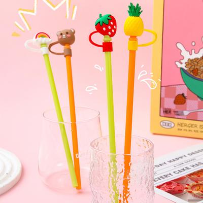 Universal Cartoon Straw Topper Practical Drink Straw Dust Cover For Wedding Party