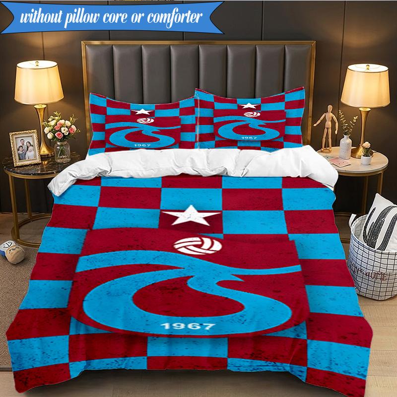 3PCS Trabzonspor Crest Emblem Bedding Set 2D Printing (Includes 1 Duvet Cover + 2 Pillowcases Coreless), Bedroom decor,Fan gift