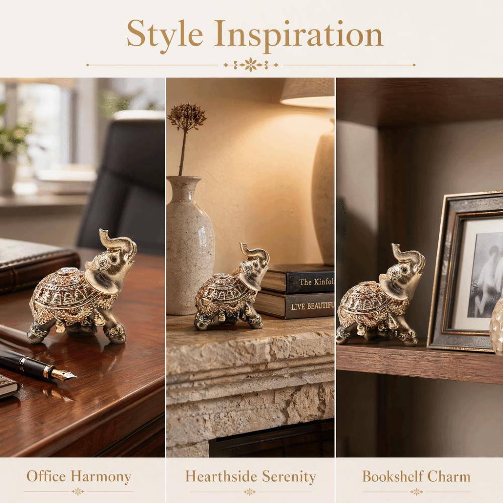 Resin Golden Elephant Figurine Gold Lucky Elephant Decoration  Reception Decoration