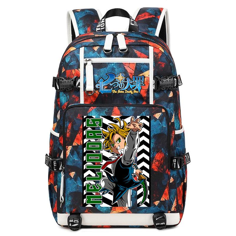 Zaino Scolastico Stampa Anime I Sette Peccati Capitali Grande Capacità Zainetto Casual per Bambini Adolescenti