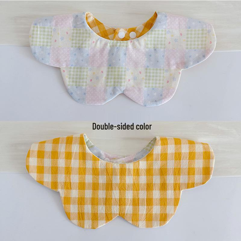 Korean Style Double-Sided Gauze Baby Drool Bib - Newborn Petal Design, Breathable