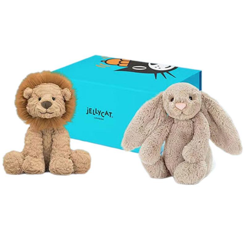 JELLYCAT Bunny Wave Plush Lion Gathering Time Box Dolls Plush Doll Trumpets High