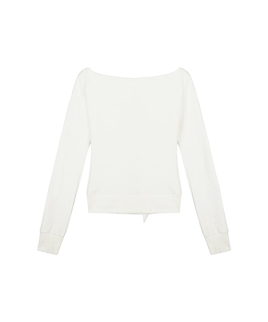 AYAJEUAENSEI Bowiee Off-Shoulder Strap Slim Top (White Ivory)
